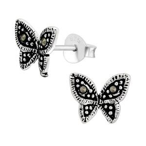 Sterling Silver Marcasite Butterfly Stud Earrings